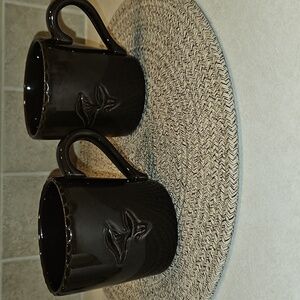 New Set Of 2 Hearth And Hand Forest Brown Embossed Mushroom Mugs Set